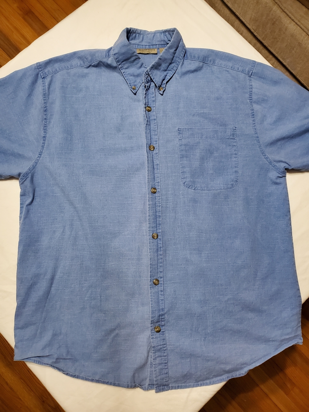 Rugged Earth Outfitters Button Down Shirt Blue Cotton Casual Classic Mens Size L